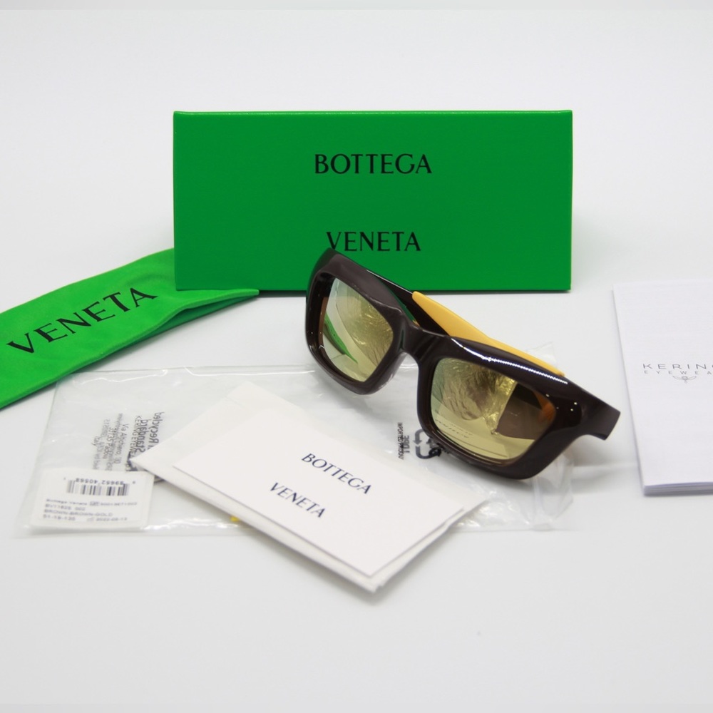 NEW BOTTEGA VENETA BV1182S 002 UNISEX BROWN YELLOW SUNGLASSES BV 1182S - Picture 13 of 13